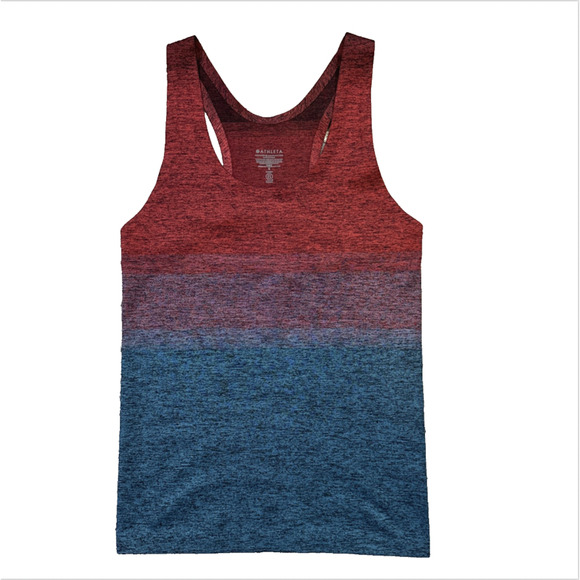 Athleta Tops - Athleta Relay Tank Top Red/Blue Gradient Ombré Cut Out‎ Racer Back Size Medium